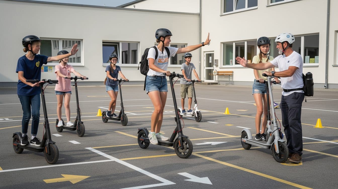 Düsseldorfer Schüler lernen sicheres Fahren mit E-Scootern