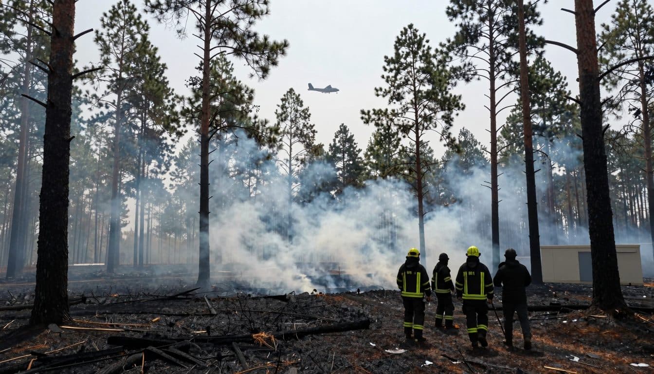 Feuerwehrleute bekämpfen verbliebene Glutnester des großen Waldbrands im Südwesten Frankreichs