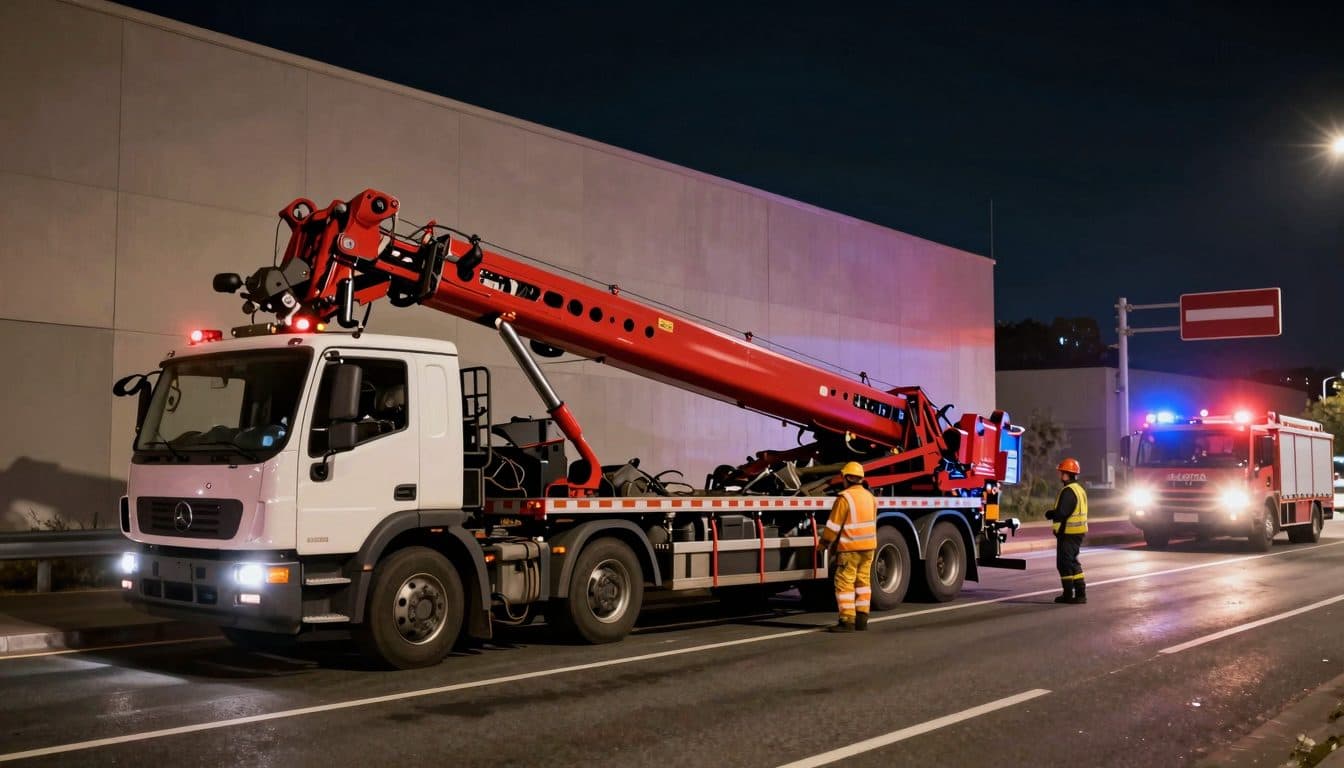 Schwertransport mit Kran kippt auf der A2 bei Bergkamen um – Autobahn voll gesperrt