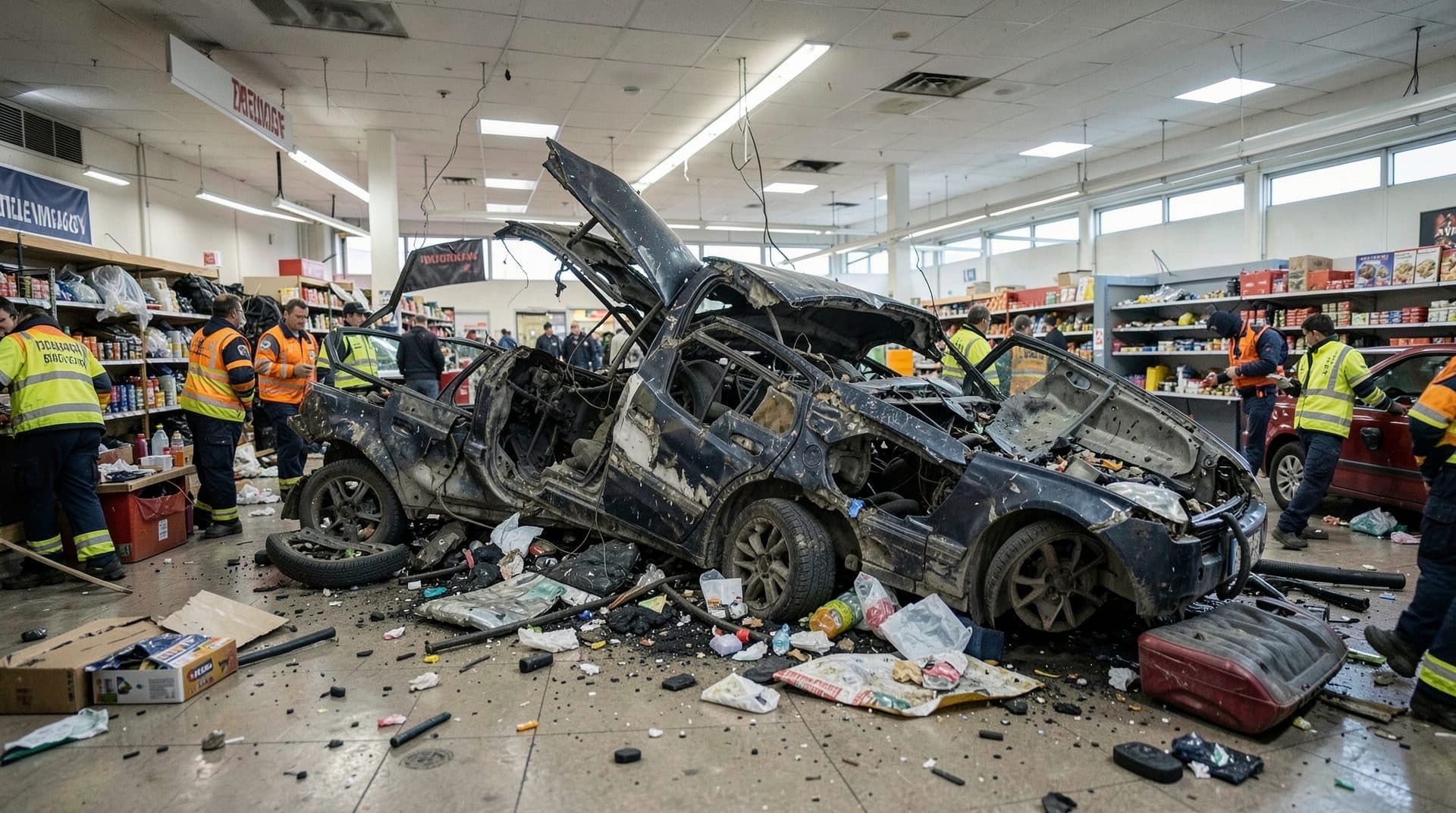 Bus kracht in Salzburg in Supermarkt: ein Toter, viele Verletzte
