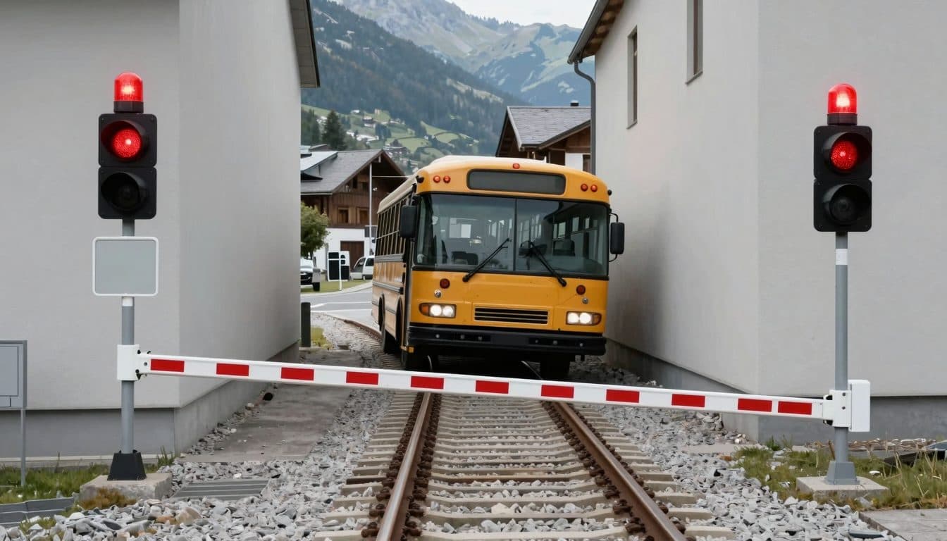 Schulbus Kitzbühel: Notbremsung auf Bahnübergang