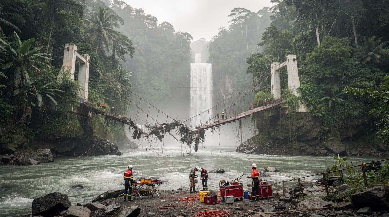 Brückeneinsturz in Indonesien: Zwei Österreicher sterben am Wasserfall