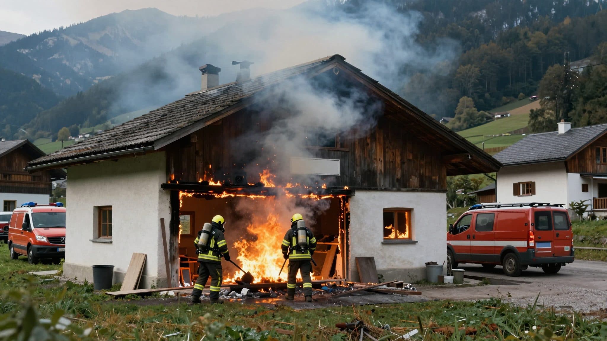Werkstattbrand in St. Veit im Pongau von fünf Feuerwehren gelöscht