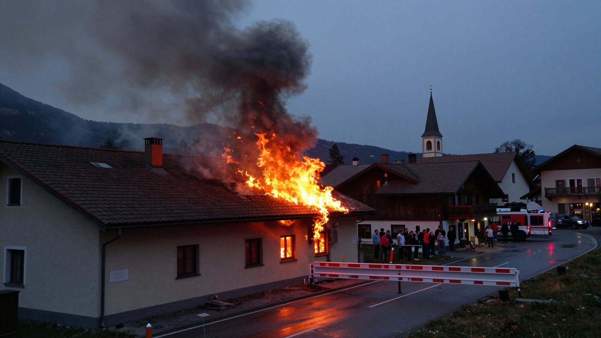 Dachstuhlbrand in Klosterneuburg: 100 Feuerwehrleute im Einsatz, B 14 gesperrt