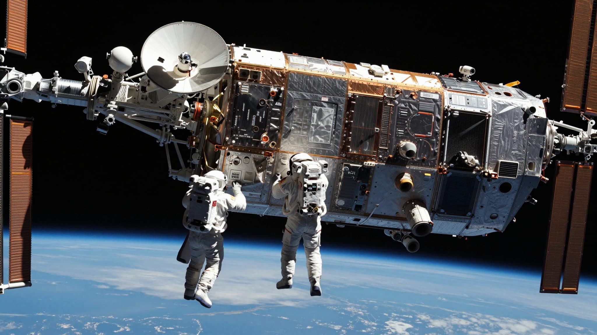 Zwei Astronauten montieren bei ISS-Außeneinsatz neue Antenne