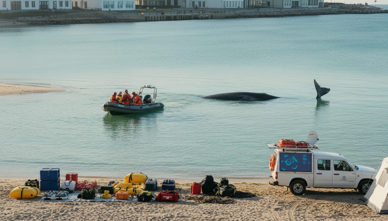 Gestrandeter Wal in Bucht vor Poel zeigt noch Lebenszeichen