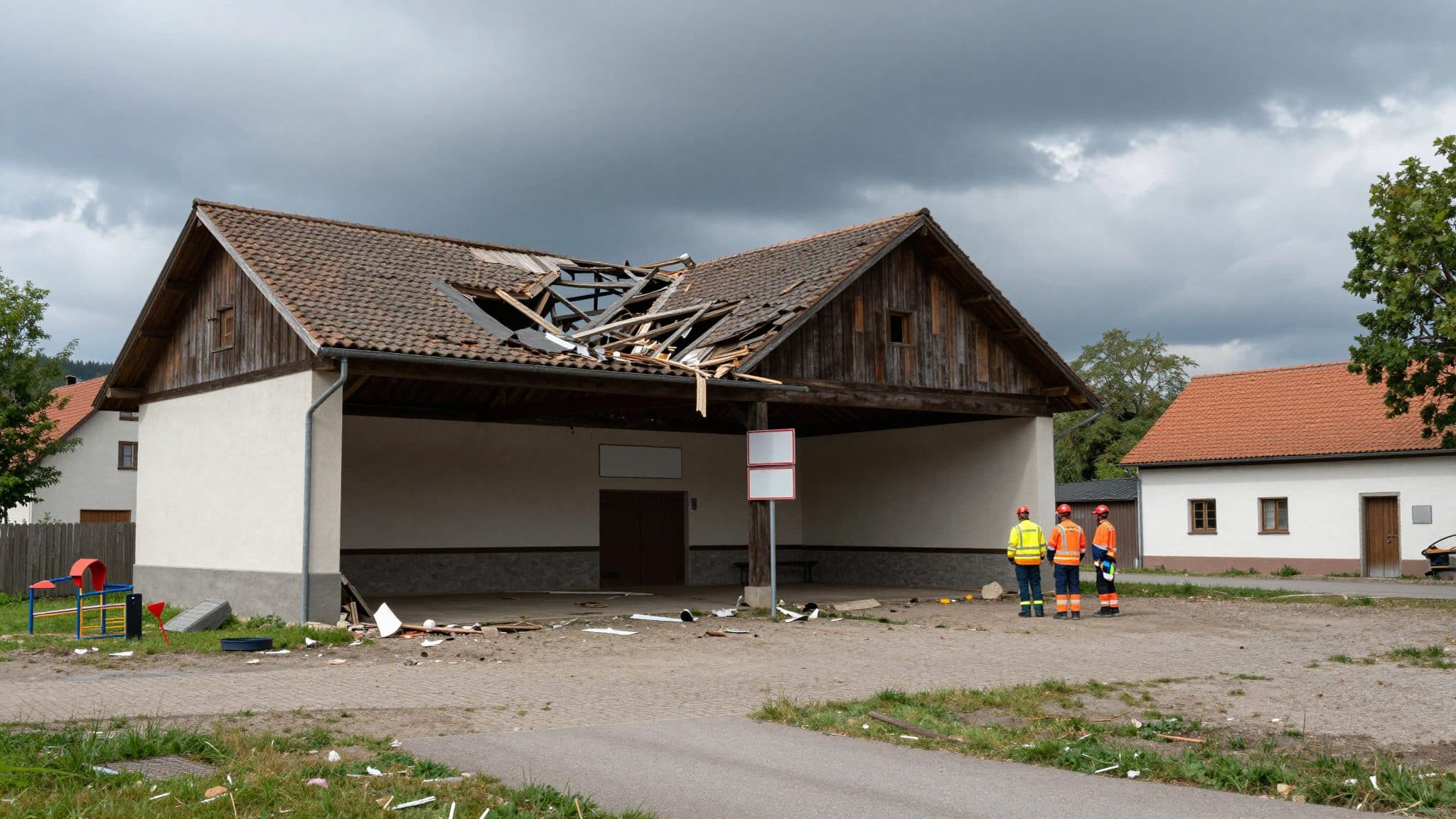 Schwere Gewitterzelle richtet in Thangelstedt Schäden an Gebäuden und Dächern an