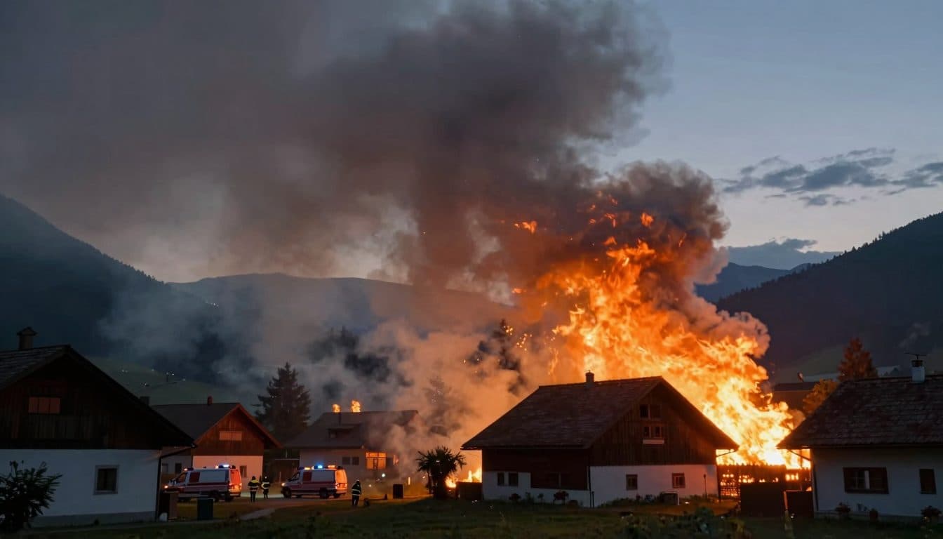 Großbrand in Flinsdorf: 145 Einsatzkräfte verhindern Übergreifen der Flammen auf weitere Gebäude
