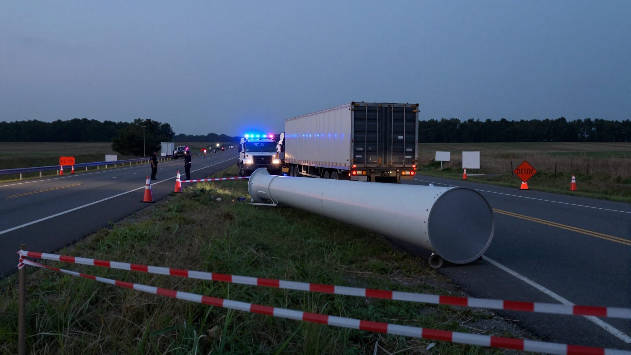 Schwerlasttransport verliert tonnenschweres Windrad-Bauteil auf B299 bei Neumarkt