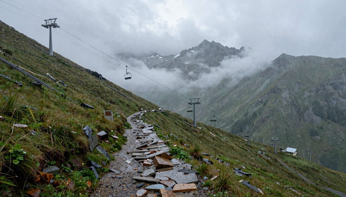 Wanderer in Sandalen auf Naggleralm von Unwetter überrascht