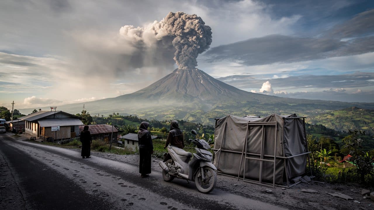 Vulkan Sinabung auf Sumatra stößt 3.500 Meter hohe Aschewolke aus