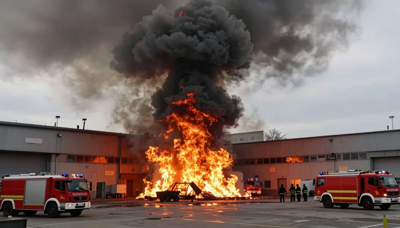 Großbrand in Steyr-Hausleiten: Feuerwehren kämpfen gegen Flammen in Sortierhalle