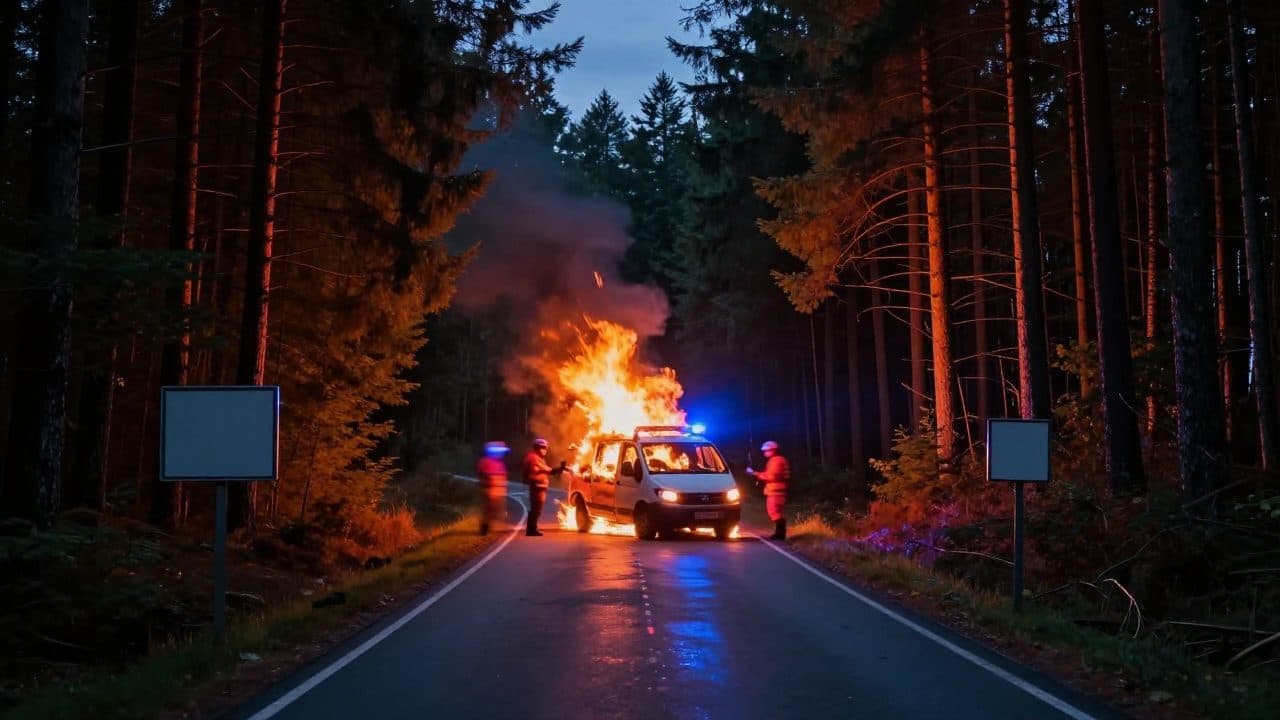 Tote Person in brennendem Kleinbus in Bayerisch Eisenstein gefunden