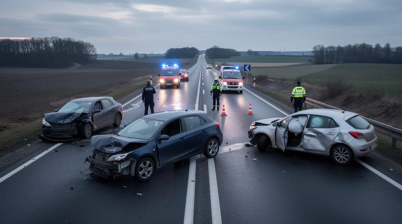 Tödlicher Unfall auf der B101 bei Meißen: Vier Fahrzeuge verwickelt, ein Toter