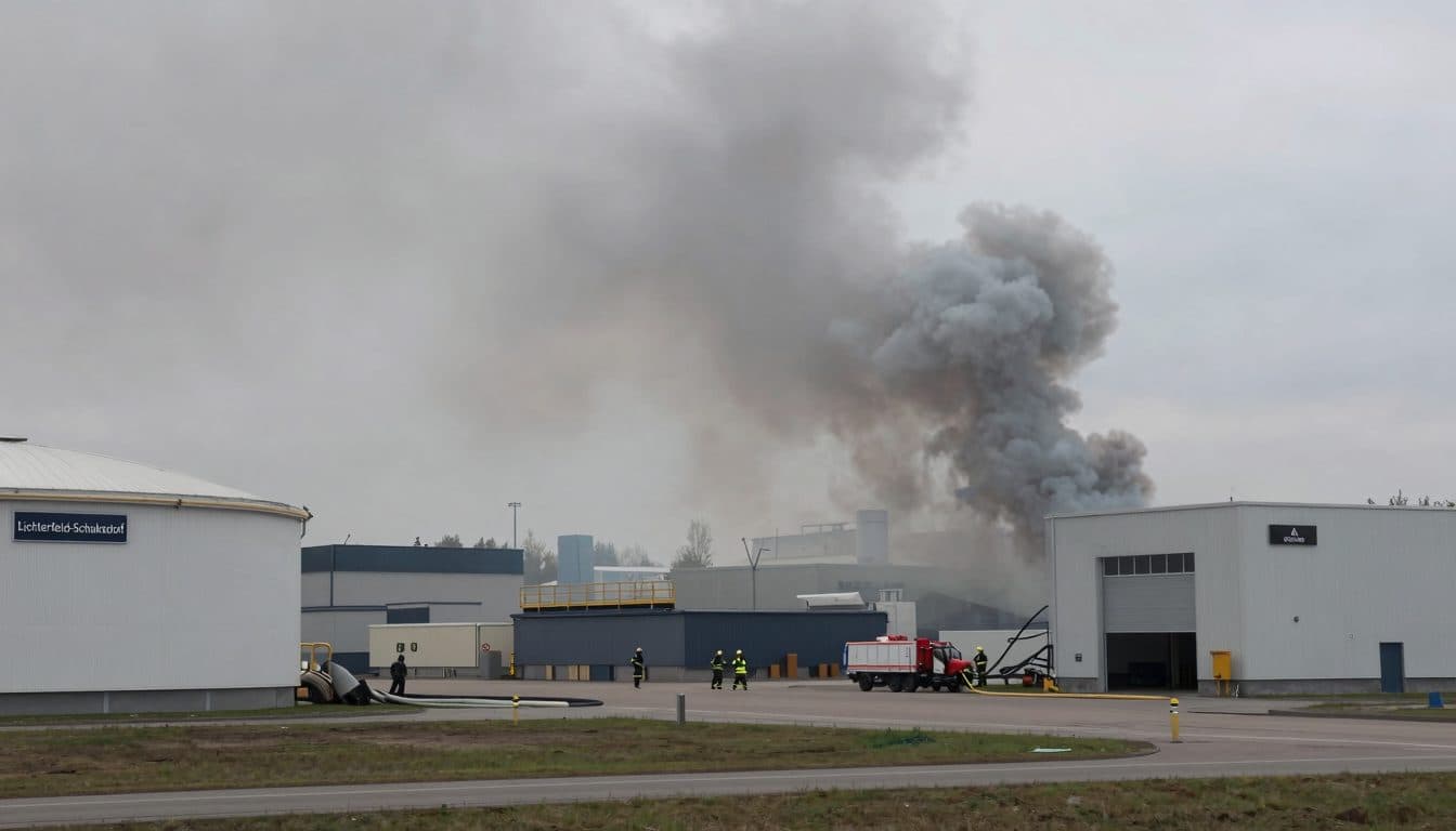 Brand in Entsorgungsbetrieb in Lichterfeld-Schacksdorf hält Feuerwehr in Atem