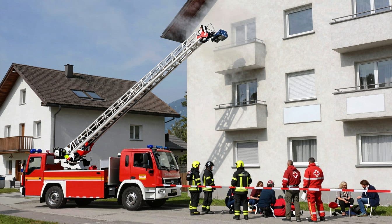 Großbrand in Mehrparteienhaus in Kematen an der Ybbs durch Zigarette in Blumentopf ausgelöst