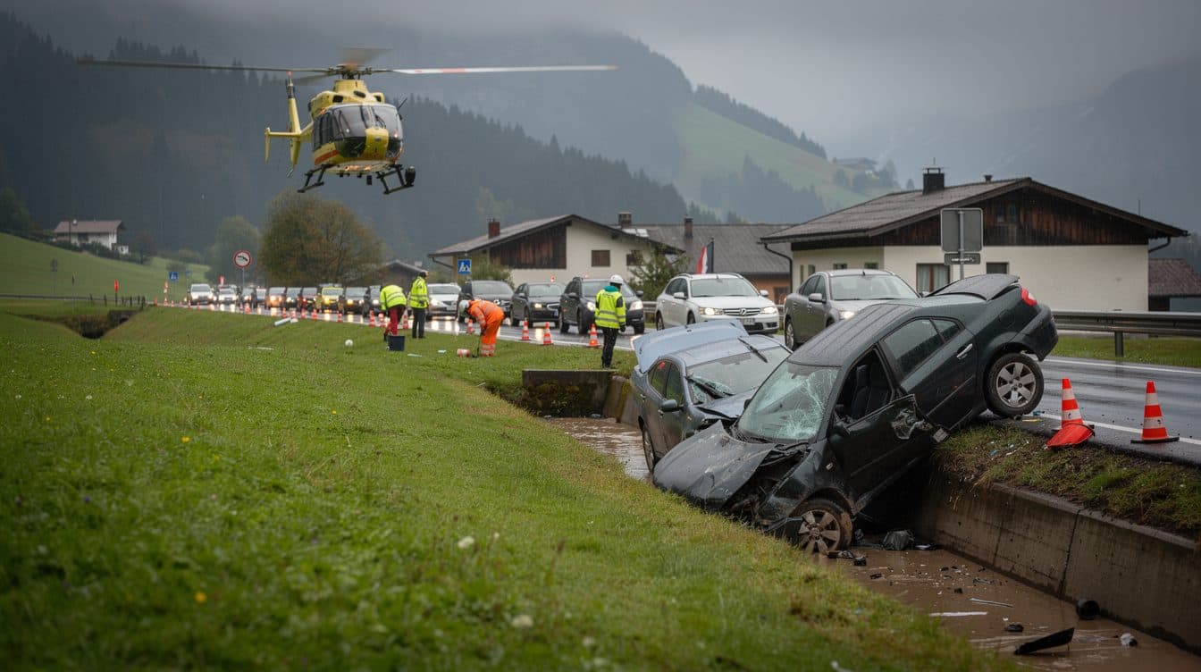 Drei Autos auf B172 in Kössen kollidiert: 78-Jährige schwer verletzt