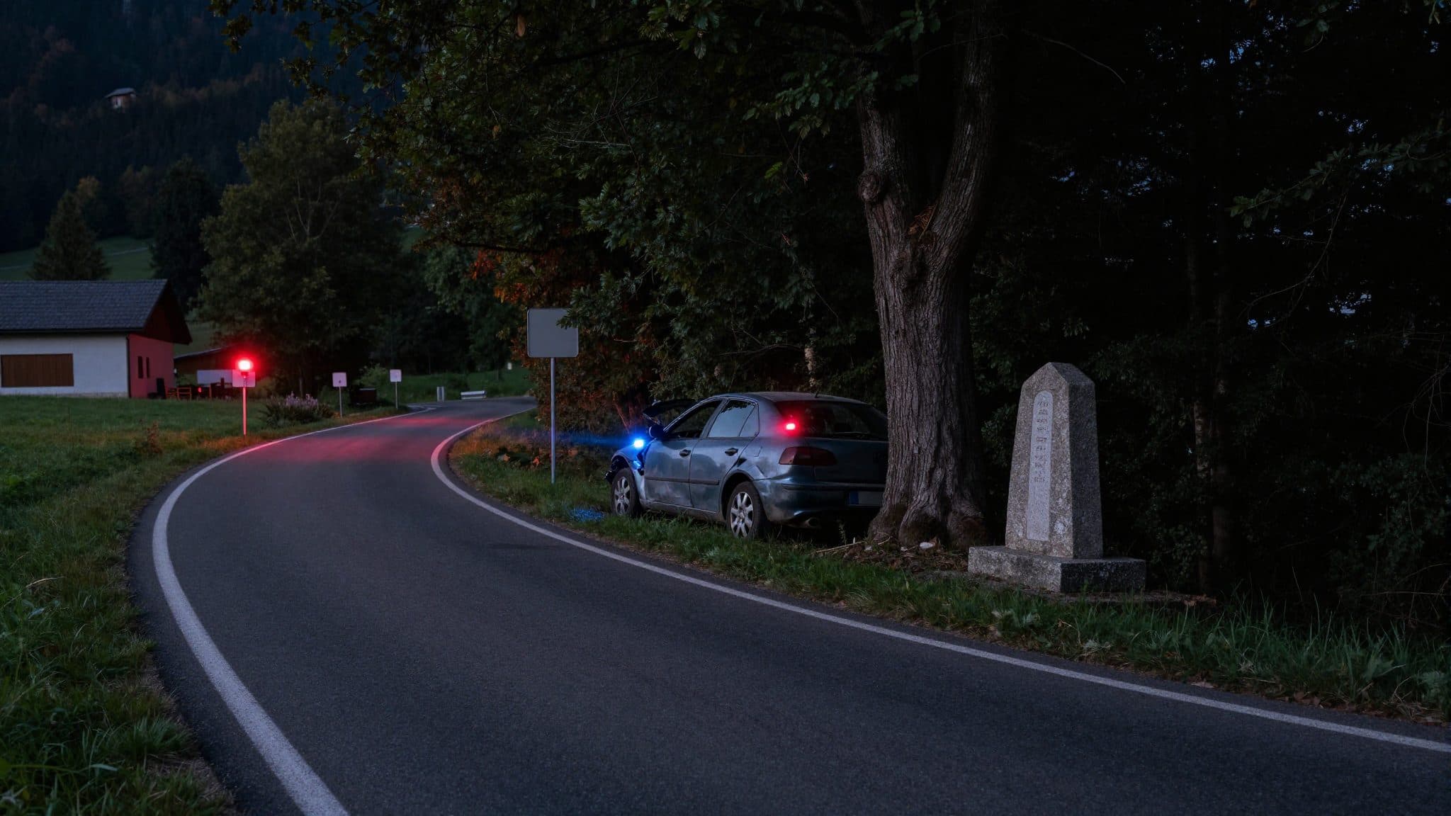 Walding: 19-Jähriger mit 1,66 Promille gegen Baum geprallt