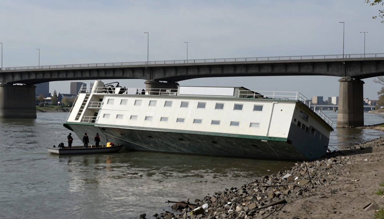 Hotelschiff mit 115 Menschen an Bord steckt auf Niedrigwasser-Rhein in Bonn fest