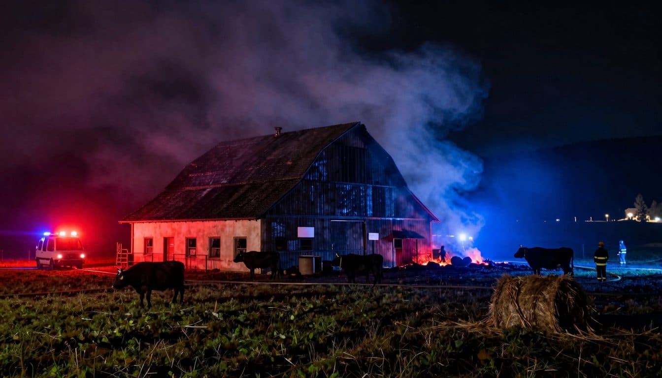 Stallbrand Glanhofen: zwei Kälber sterben – Feuerwache hält an