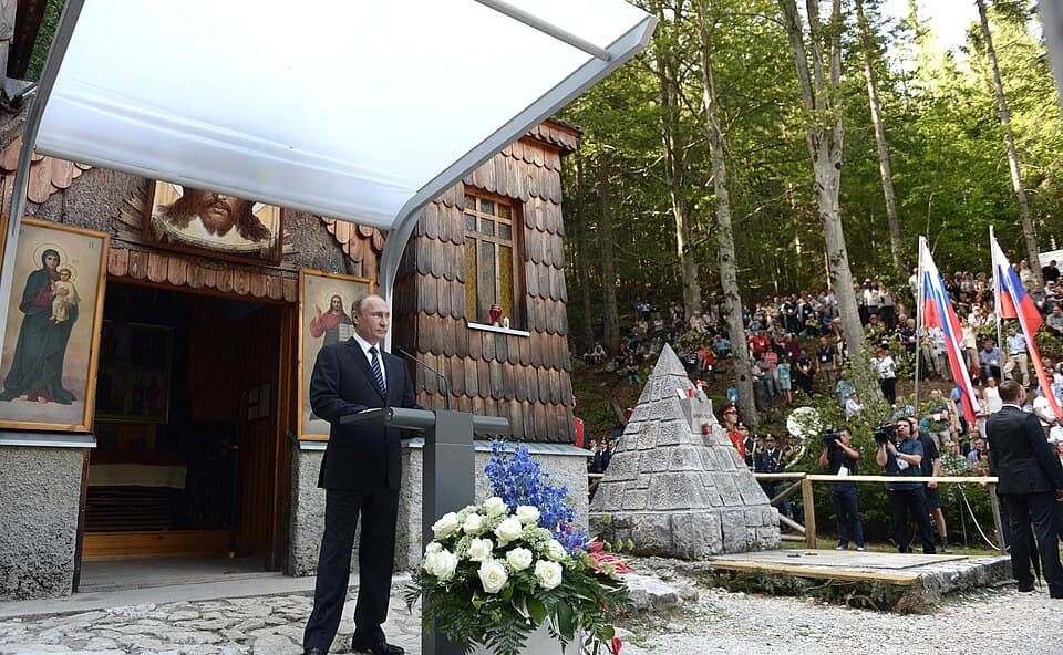Putin at Russian Chapel, Vršič